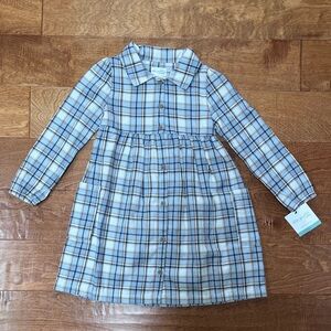 NEW WITH TAGS! Carters Little Planet Herringbone Plaid Button-Front Dress - 5T
